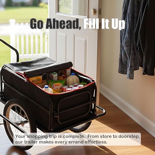 image for Aecskul Bike Cargo Trailer, Bicycle Wagon Cart with Universal Hitch, H