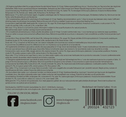 DOGBOSS 100% Natur Kauknochen speziell für kleine Hunderassen (2-10kg) in verschiedenen Geschmackssorten (5er Dental Salbei 10 cm)