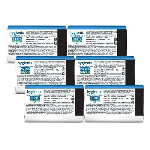 Image of Hygienix Germ Protection Bathing Soap With 99.99% Germ-Protection| Non-Drying Formula For Soft & Smooth Skin & Lasting Refreshing Fragrance| For All Skin Types| 125g, Pack of 6