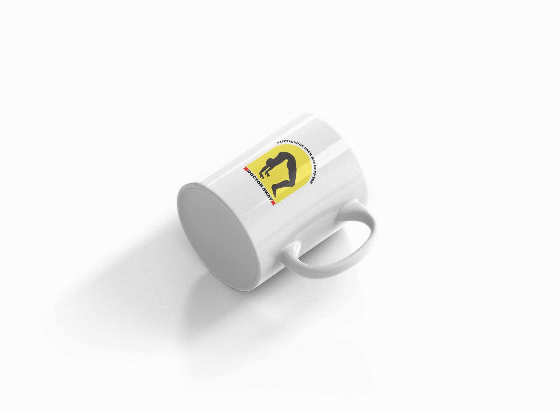 Yellow Orrange A Little Yoga Each Day Keeps The Doctor Away Printed Ceramic Coffee Mug 250 Ml 2