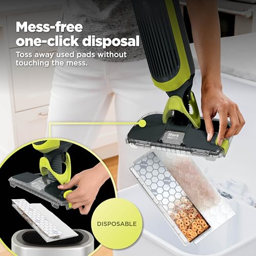 Image of Shark VACMOP Cordless Hard Floor Cleaner, Vacuum and Spray Mop, Powerful Suction, Lightweight, Includes 2 Disposable Pads, 12oz Multi-Surface Cleaning Solution, Gray, VM180