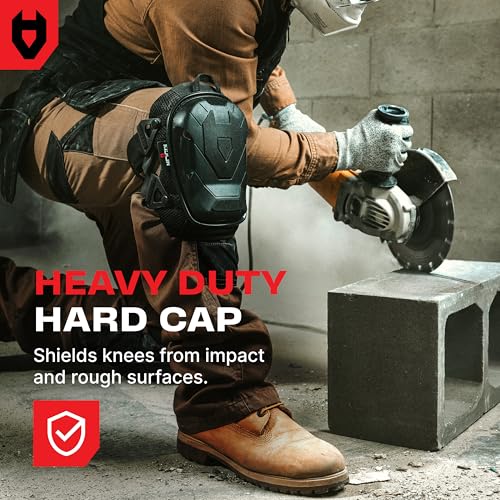 NoCry Professional Construction Knee Pads for Men and Women with Non-Slip Heavy Duty Cap and Ankle Support — Thick Foam and Gel Cushioning — Reinforced, Adjustable Straps and Military-grade Rivets