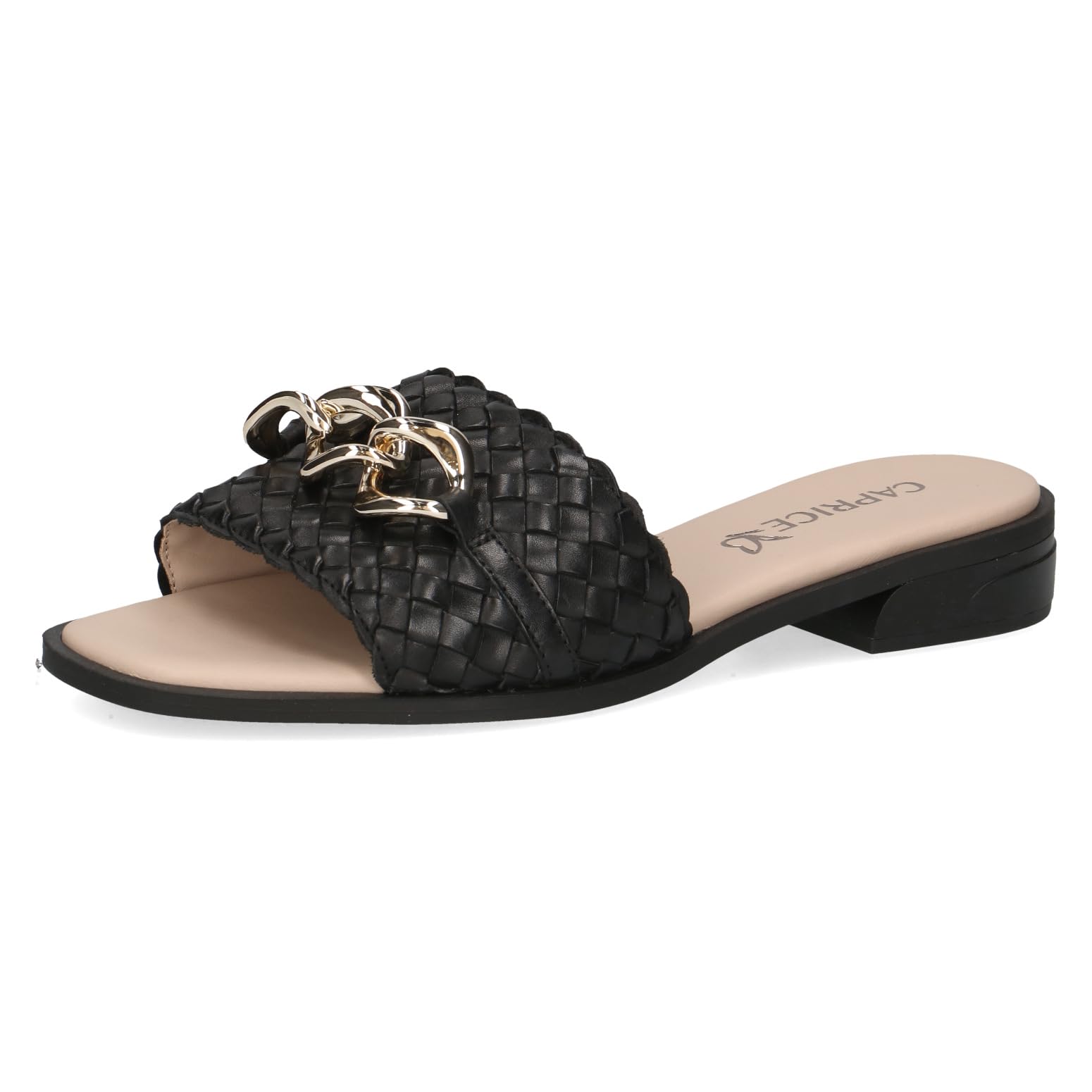 CAPRICE Women's leather mules with footbed, Black (Black Nappa), 6.5 UK