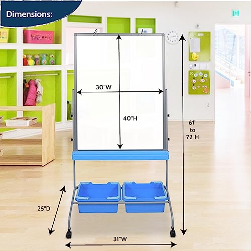 LUXOR Classroom Chart Stand with Storage Bins