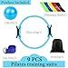 Pilates Ring Set – Magic Circle with Dual Padded Handles, Mini Exercise Ball & 5 Resistance Bands | Pilates Kit for Women | Home Workout Equipment for Full-Body Training & Fitness Set (Blue)