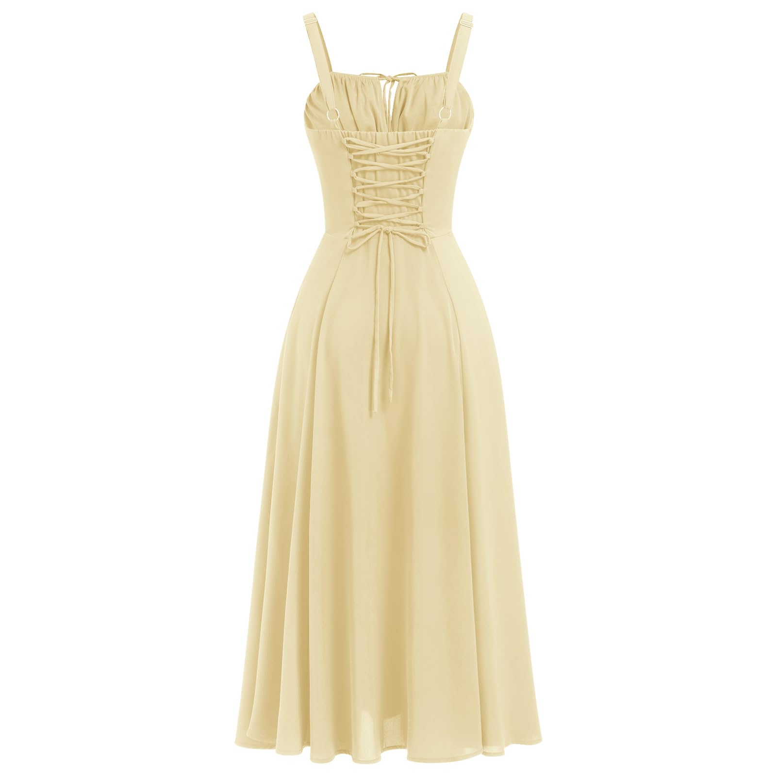 Women's Floral Corset Dress Formal Cocktail Dresses Going Out Casual Sundress Split Thigh Spaghetti Strap Vintage Dress: Large Yellow
