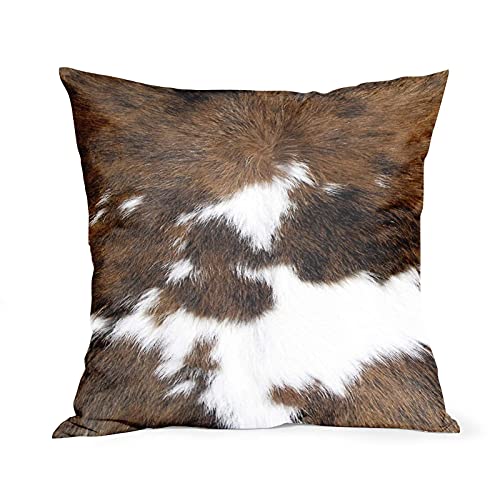 Housses de coussin décoratives en cuir de vache imprimé carré pour canapé, lit, maison, voiture, 45,7 x 45,7 cm Cover