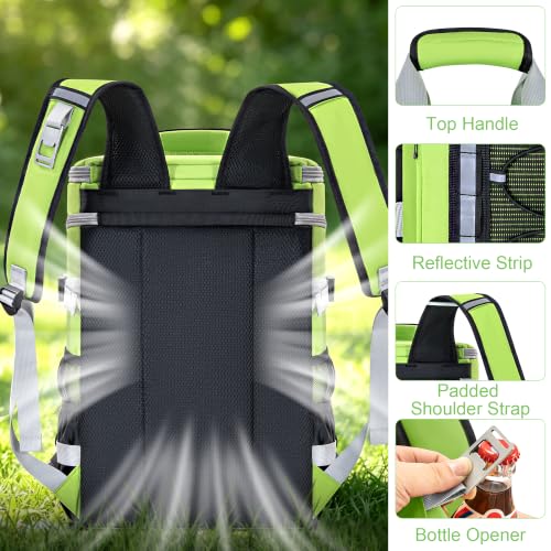 Image of Cooler Backpack Insulated Cooler Bag for Men & Women | 40 Cans Insulated Picnic Backpack with 2 Leak Proof Compartments for Picnic, BBQ Camping, Beach, Hiking, Green
