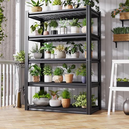 Image of 4 Pack Storage Shelves 5-Tier Heavy-Duty Steel Storage Shelving Unit Adjustable Boltless Rack, 2500 lbs Capacity - Durable Organizer for Garage, Kitchen, Basement & Workshop 71 inchx46 inchx17.7 inch Black