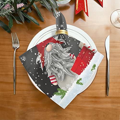 Winter Gnome Quotes Napkins Set Of 6 Let It Snow Christmas Cute Cloth Dinner Napkins For Dining Table Holiday Rustic Seasonal Farmhouse Party Decor Washable 20X20 Inches #TOP2