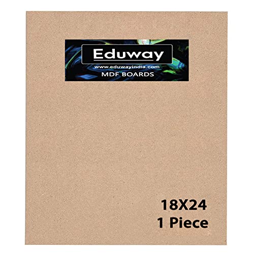 Eduway® A2 18x24 Inch MDF Board Wood Sheet for Mandala , Lippan, Resin Art & Craft, 4mm Thick, Pack of –1 - Premium Cardboard Material for Artists, Art and Craft Students - Hard Cutout in Small and Large Sizes (45x60 cms)