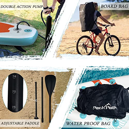 Peakpath Inflatable Stand Up Paddle Board (6''Thick) With Premium Sup Accessories&Bag,Bottom Fin For Paddling,Surf Control,Non-Slip Deck,Leash,Paddle And Two-Way Hand Pump|Youth&Adult Standing Boat #TOP3