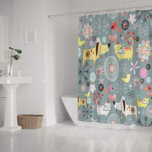 Rideau de douche original polyester coloré 182x182 avec crochets bain - 3