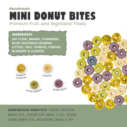 No Furries Delights 100% All Natural Treat for Rabbit Hamster Guinea Pig Chinchilla Pet Rat Mice, 15pcs Mini Donuts Variety Pack (30g)