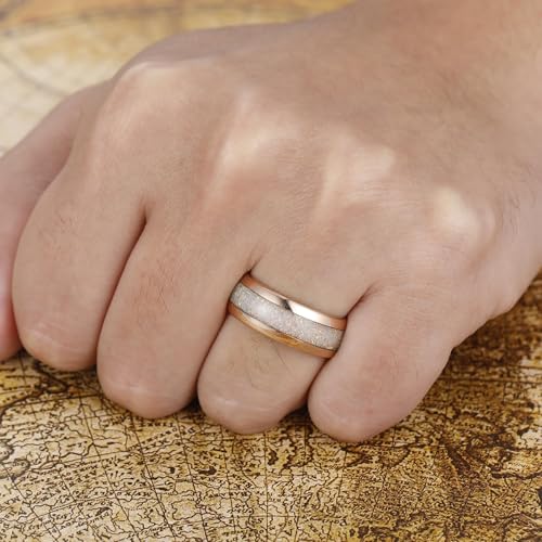 8mm Tungsten Rings for Men Women Black/Rose Gold Plated Tungsten Carbide Wedding Bands with Opal/Ruby/Emerald/Amethyst/Citrine/Pink Sapphire Birthstone Promise Rings Dome Polished Size 7-143