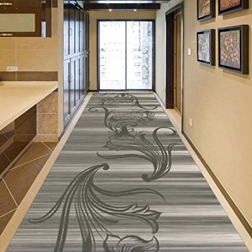 Alfombra de corredor gris moderna de cocina resistente al agua y lavable 120x 3