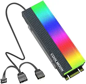 Dissipador de Calor SSd M.2 Nvme com LED ARGB 5v 3 Pinos Coolmoon em Alumínio Cinza