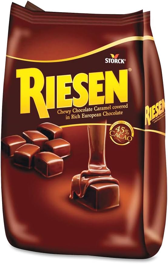 Riesen Dark Chocolate Covered Caramel Candies - Individually Wrapped Soft & Chewy Candy Pieces, 45% Cacao, European Dark Chocolate - 30 oz Bulk Bag (Pack of 1)