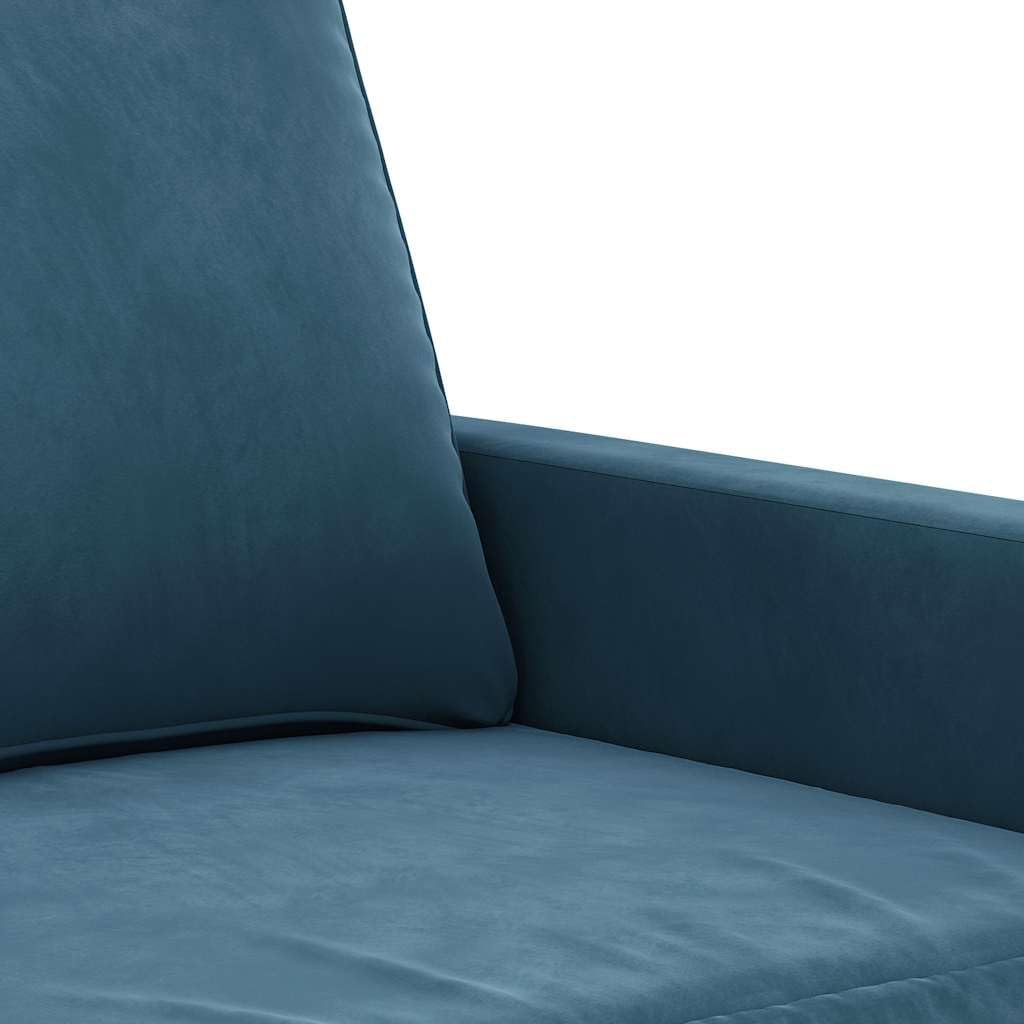 Divano 3 Pezzi Velluto Blu con Pouf | Struttura contropiastra e metallo, seduta imbottita, pouf multiuso, carico massimo 110 kg per sedile