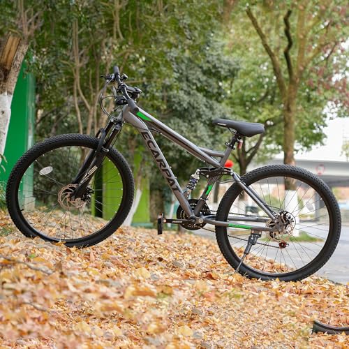Image of Ecarpat 24 /26 /27.5 Inch Mountain Bike, Full /Front Suspension Mens Boys Mountain Bike with 21 Speed Steel Frame and Dual Disc Brakes, Adult Sport Bicycle for Trail City Road, Gift Choice