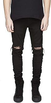 Men's Ripped Skinny Stretch Distressed Destroyed Slim Jeans Denim Pants