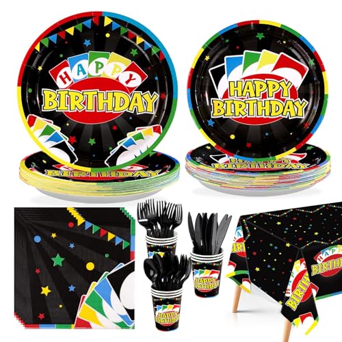 Greencian 170 Pcs Card Game Birthday Party Decorations Colorful Play Card Plates Napkins...