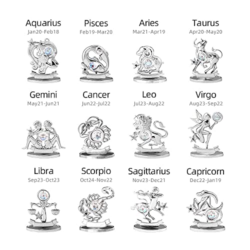 Crystocraft Taurus Gift, Constellation Ornament, Chrome Plated Craft With Austrian Crystal, Zodiac Sign Crystal Ornament, Constellation Decor Collection Gift For Birthday Christmas (Taurus(Silver)) #TOP5