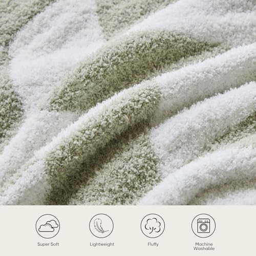 Image of Snuggle Sac Chevron Throw Blanket for Couch, Reversible Super Soft Warm Blankets Cozy Knit Fuzzy Plush Lightweight Throws for Sofa, Bed, Camping, Green,50x60 inches