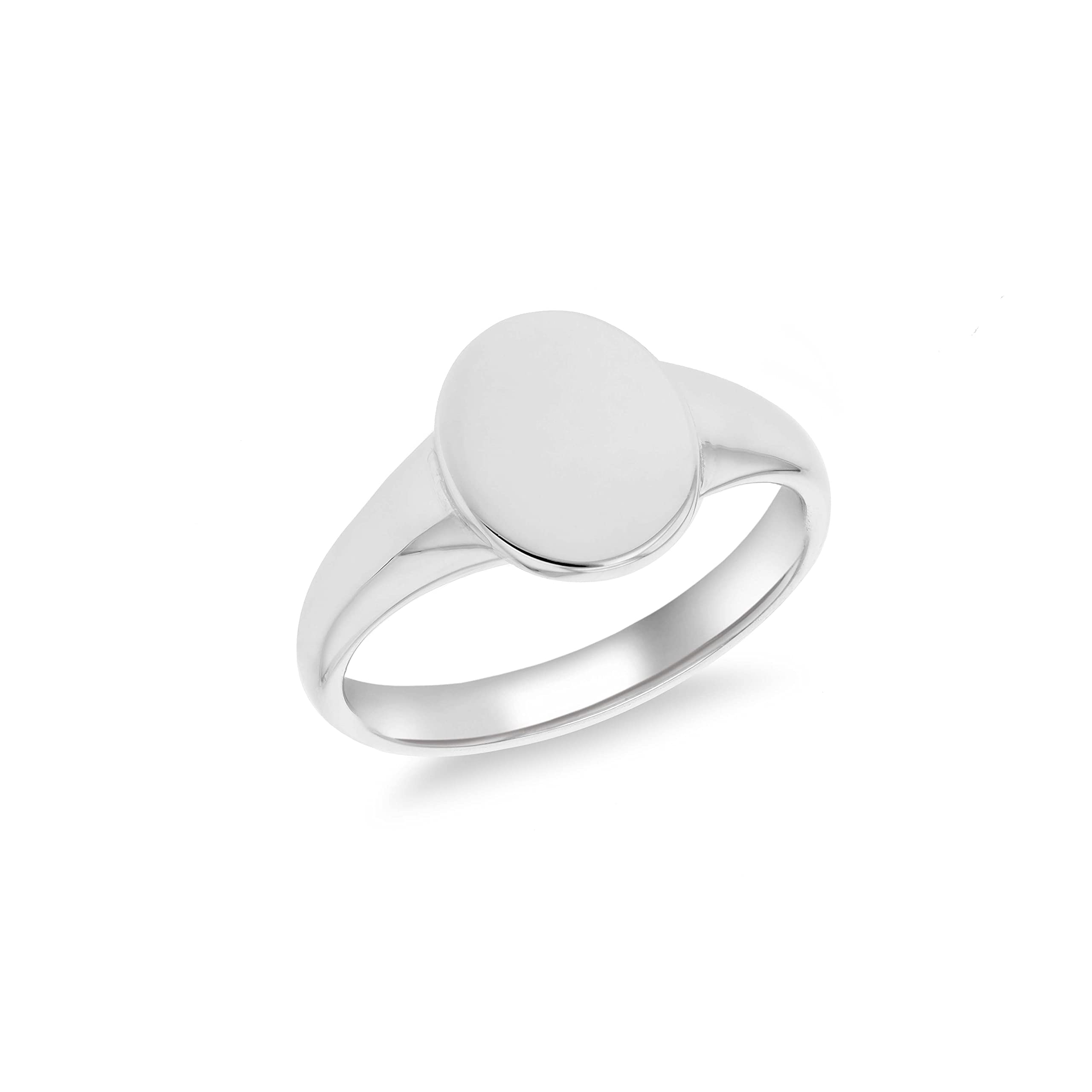 Tuscany Silver Unisex Sterling Silver Rhodium Plated 9mm x 10.7mm Oval Signet Ring