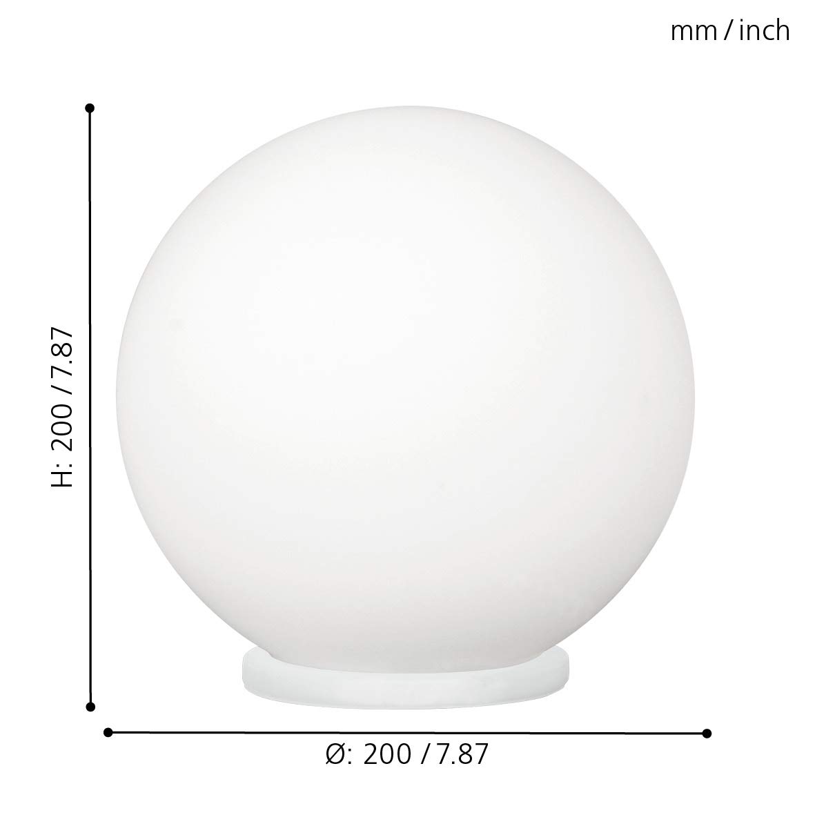Eglo Rondo Lampada da tavolo a 1 luce, lampada da comodino in vetro, colore: bianco, vetro: bianco opalescente opaco, attacco: E27, interruttore incluso (Confezione da 2)
