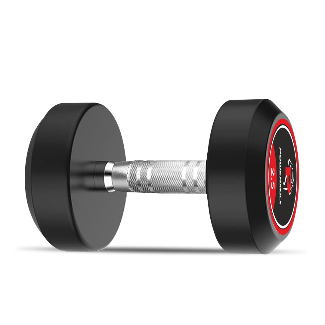 PowerMax Fitness Rubber Round Dumbbell