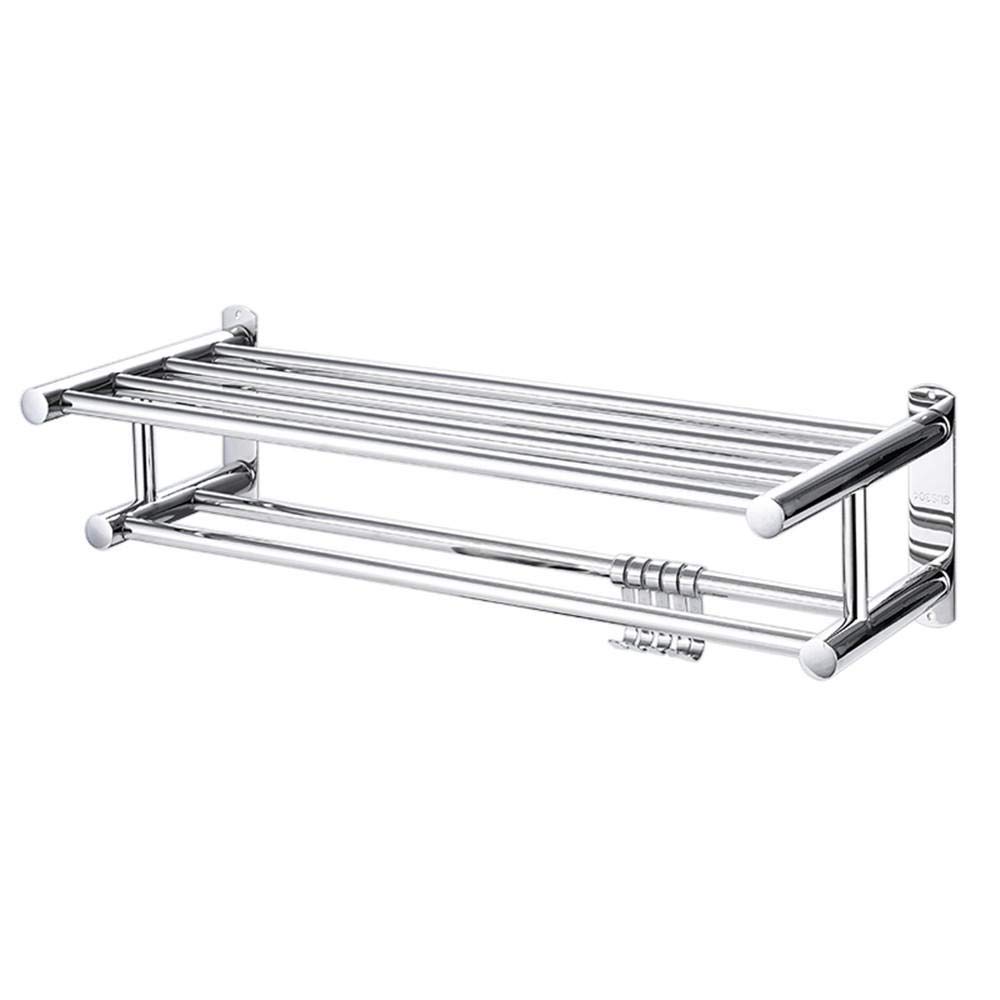 FGXHHS Towel Rack,Double Rail,Bathroom Shelf,Wall Mounted Hand Holder,304 Stainless Steel Shelf,for Bathroom Kitchen-B-50cm (A60cm)