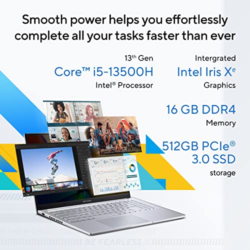 ASUS Vivobook 15 OLED (2023), Intel Core i5-13500H 13th Gen, 15.6" (39.62 cm) FHD OLED, (16GB RAM/512GB SSD), X1505VA-LK542WS BP1504 Laptop Bag (Grey) - Image 5