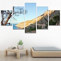 SIGNWIN 5 Panel Canvas Wall Art Modern Art Beach Coastal Multicolor Photography Relax/Calm Romantics for Home Decorations Ready to Hang - 60