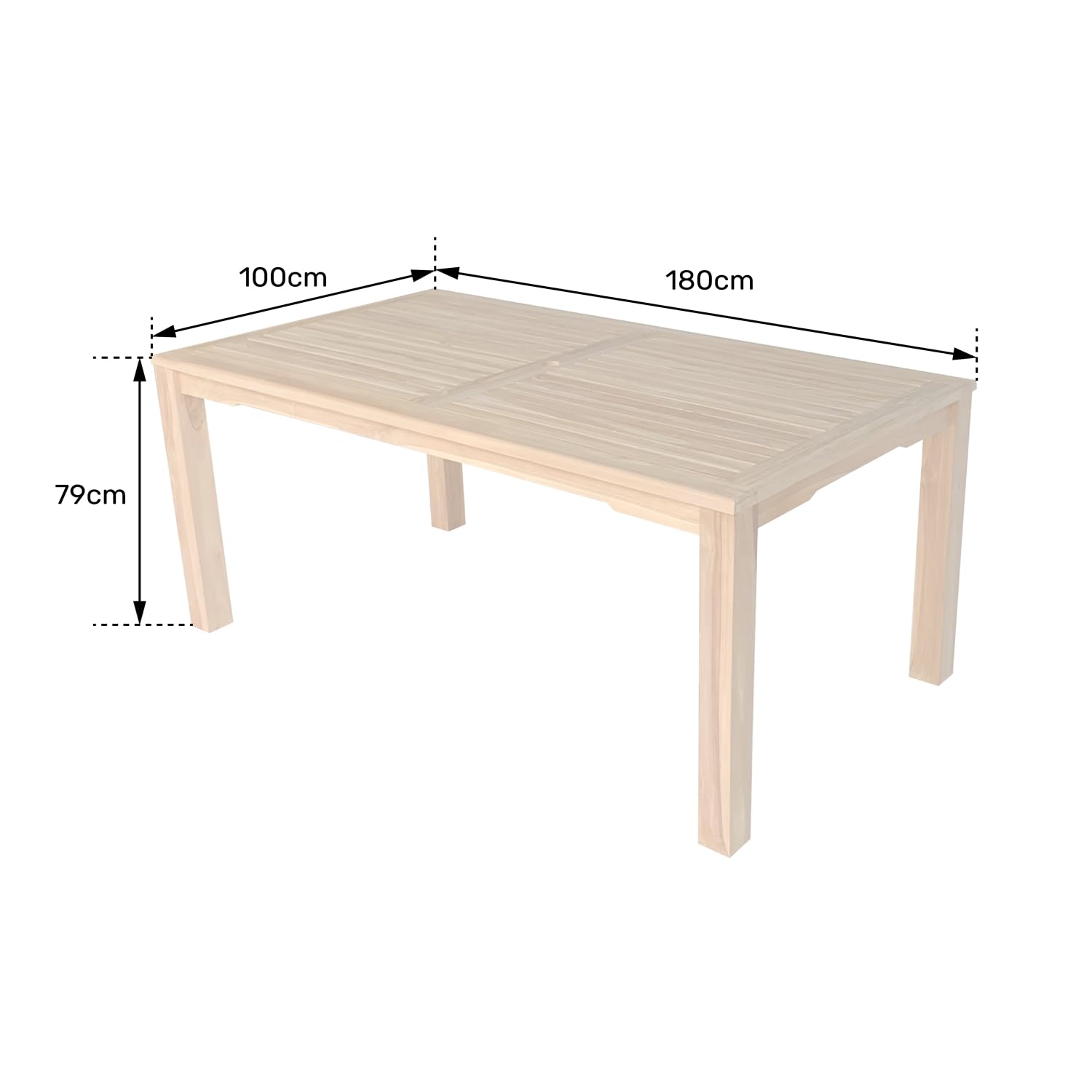 Table de Jardin rectangulaire 180 cm Teck Java 6 Places