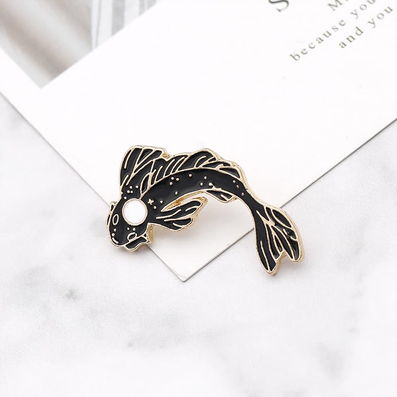 Image of 2Pcs coadipress Lovely Fish Brooch Enamel Lapel Brooches Pin Set Cute Cartoon Koi Fish Pins for DIY Backpacks Clothes Bags Jackets Hat Jewelry Accessories Gift