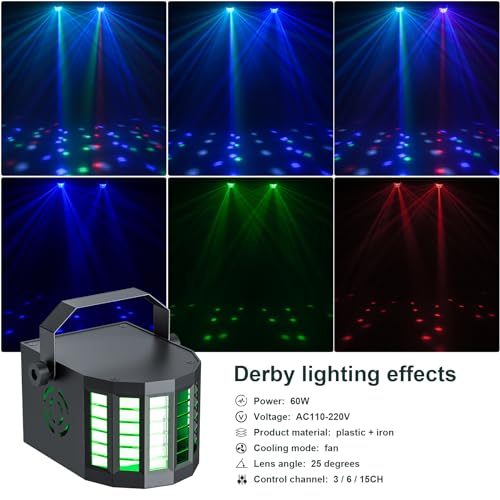 60W RGBW Derby LED Par DJ Light Set with Stand and Remote Control, Partybar Stage Lighting with dmx-3/6/15CH Disco Light for KTV, Churches, Concerts, Weddings, Christmas - Image 5