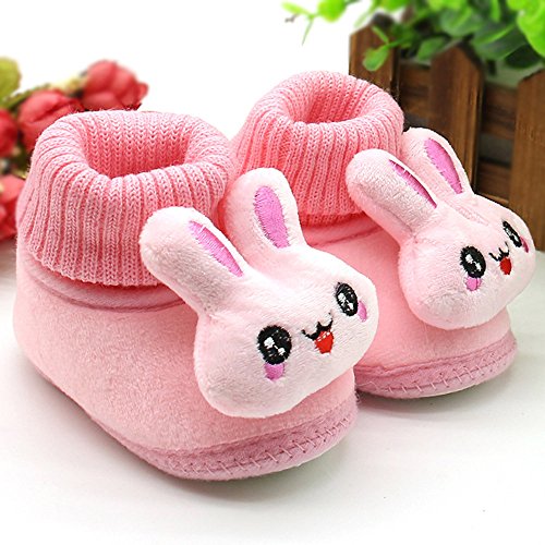 Shan-S Newborn Infant Toddler Baby Cozie Cotton Booties Knitting Socks Soft Non-Slip Sole Baby Boy Girl Prewalker Warm Cartoon Rabbit Shoes