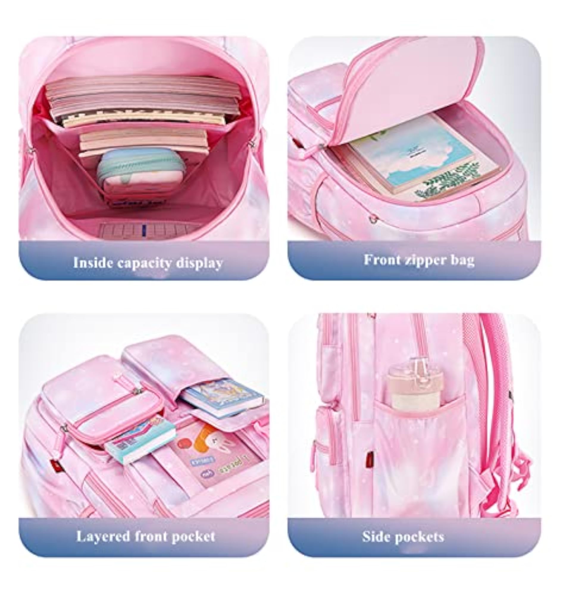 Cute Elementary Bookbag Waterproof Large Capacity School Bag for Girls