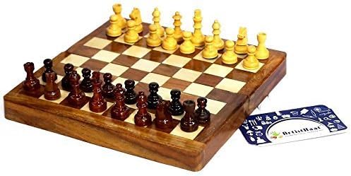 Exotic Hardwood 10 Inch Folding Magnetic Travel Chess Set