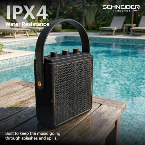 Image of Schneider ENERZA HP20 Portable Wireless Bluetooth Speaker | 20W Triple-Driver 360 Sound | Auracast & Bluetooth 5.4 | IPX4 Splash Proof | Fast Charge 0-80% in 1Hr | 10Hr Playtime - Black
