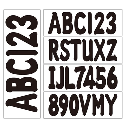 Image of 3 inch Registration Numbers and Letters Marine Sticker Decal | 4 Sets Alpha-Numeric Vinyl Letter for Jet Ski PWC Personal Watercraft Black