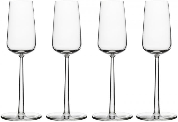 Essence Champagne Flutes Glass, Transparent, 8.2 x 8.2 x 23 cm 4 pcs