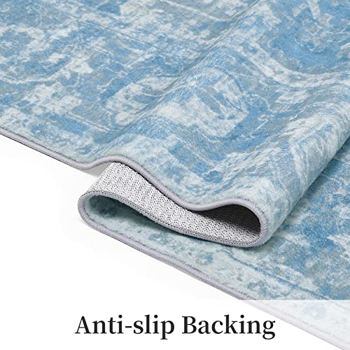 Caromio Area Rug For Living Room Machine Washable Non-Slip Stain Resistant Area Rug Medallion Distressed Rug Vintage Persian Area Rug For Bedroom Kitchen Home Office, 8' X 10' Teal #TOP5