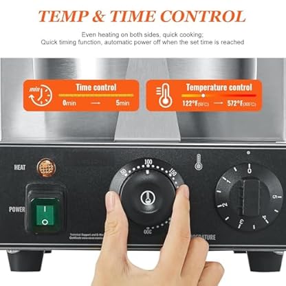 NGARY Elektrischer Waffeleisen-Maschine Für Eistüten, 2400 W, Eierbrötchen-Schüsselmaschine, Waffeleisen-Maschine, 122 ℉/50 ℃ Bis 572 ℉/300 ℃ Temperatur Einstellbar, Für Restaurants, Bäckereien – Bild 4