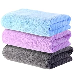 Microfiber Gym Towels Set for Sports Fitness, Yoga, Workout, Exercise, Tennis, Super Soft and Quick-Drying Towels for Men Women (3 Pack, Grey+Blue+Purple)