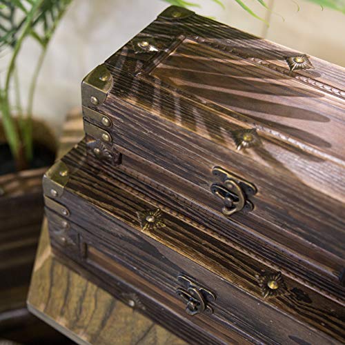 Soul & Lane Branson Wooden Storage Trunks (Set Of 3): Decorative Natural Wood Boxes With Lids, Brown Vintage Décor Chests, Rustic Stacking Trunks With Aged Look, Suitcase Shaped Wood Chests #TOP4