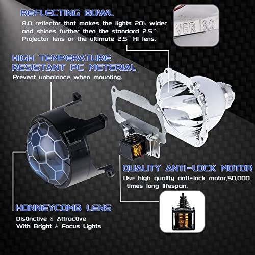 Lámpara Proyector Bi-xenón 2.5 pulg azul universal H1 H4 H7 miniatura 3