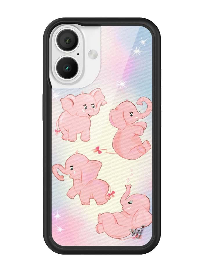 Image of Wildflower Cases - Compatible with iPhone 16 | Protective Black Bumper, 6.5ft Drop Test Certified, Women Owned Small Business | Pink Elephants