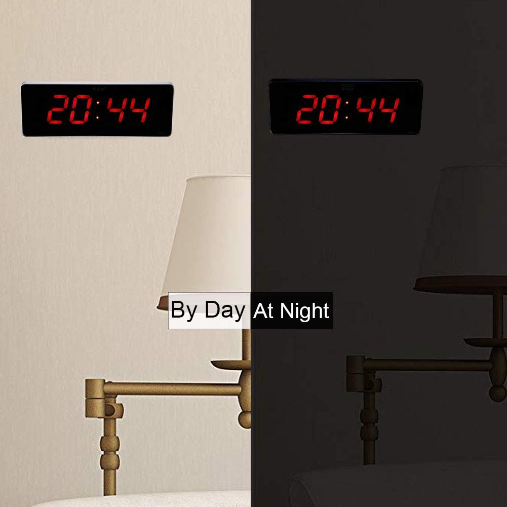 Jeffergarden Reloj Digital de Pared Grande con Temperatura y Calendario para Sala de Estar 110-240V (36 * 13 * 3cm-Hora + Minuto)